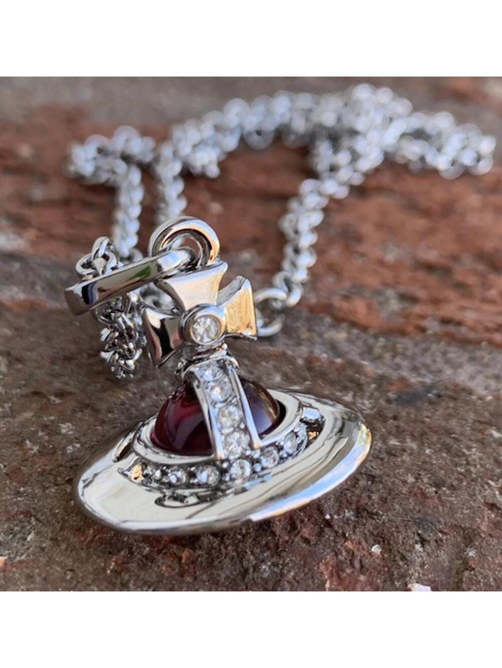 Vivienne Westwood Nana 3D Necklace Small Orb Silver Purple Grape Straw String